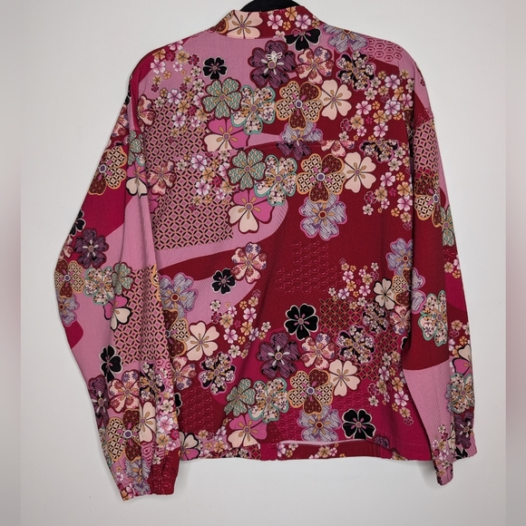 Johnny Was Active Yama Track Jacket Floral Pink Zip Up Athleisure | M - Picture 6 of 6